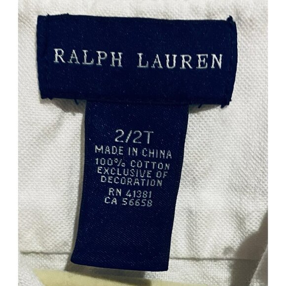 Ralph Lauren Shirt Dress Girls 2T White Ruffle Hem Sleeveless Cotton Preppy - Picture 4 of 5